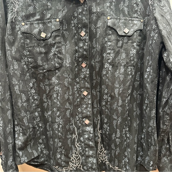 Brooks & Dunn Panhandle Slim Shirt Womens Large Black Pearl Snap Long Sleeve - Picture 8 of 16